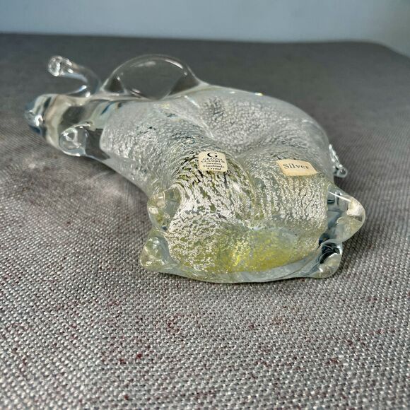 Art Glass Elephant Paperweight Silver Granna Glasbruk Sweden Handmade Signed - Picture 4 of 11
